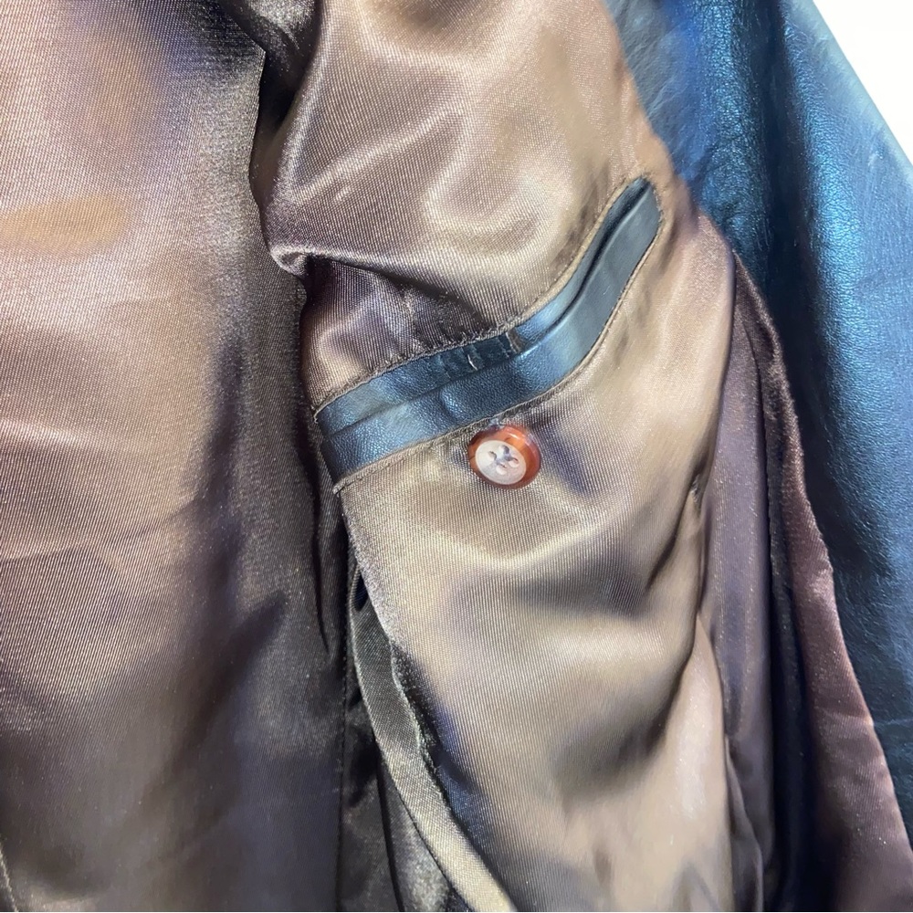 Vintage Brown Leather Blazer Jacket Made in Uruguay edgy rock classic old money - Picture 4 of 10